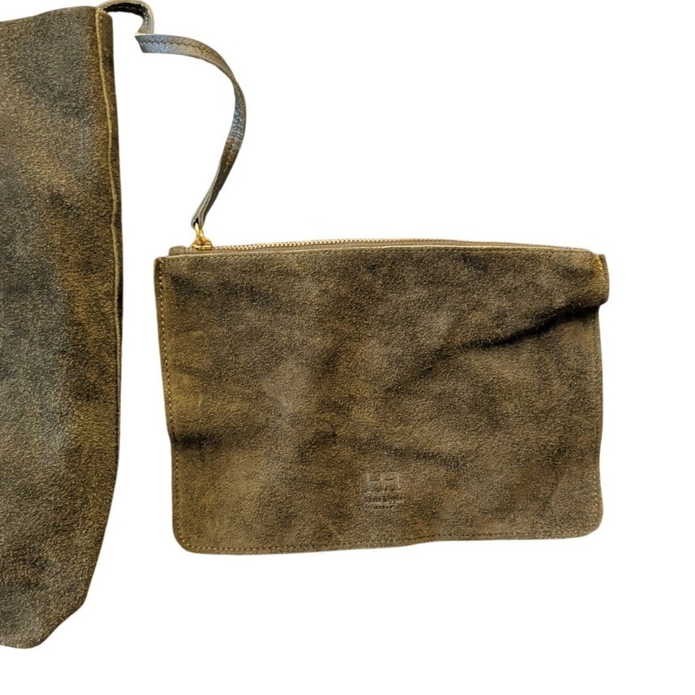 Haute Hippie Suede Hobo Olive Green Slouchy Boho Shoulder Bag With Pouch - Picture 8 of 12